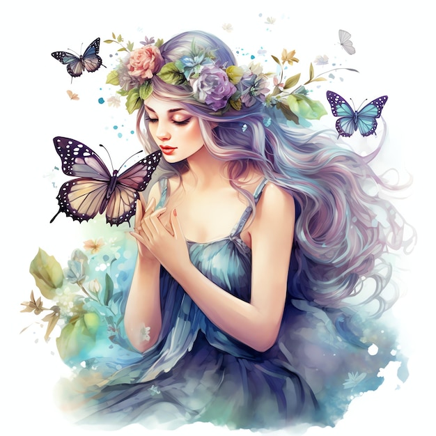 belas flores com cheiro de fada aquarela fantasia conto de fadas clipart ilustração