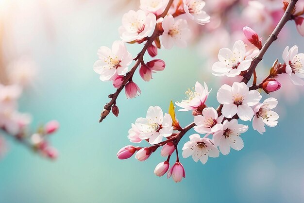 Belas flores da natureza de primavera banner da web ou cabeçalho Espaço desfocado para o seu texto