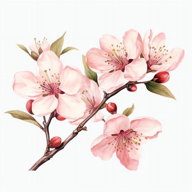 belas flores de cerejeira aquarela ilustração clipart