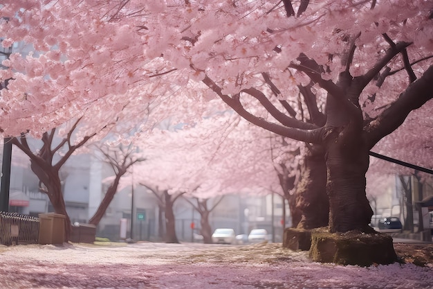 Belas flores de cerejeira no Japão AI