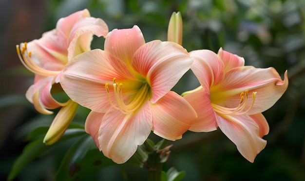 Foto belas flores de cor de pêssego florescem no jardim