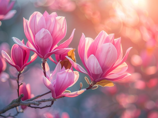 Belas flores de magnólia de primavera