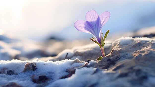 Belas flores debaixo da neve.