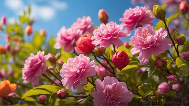 belas flores isoladas cor-de-rosa padrão de primavera pano de parede de fundo sazonal bandeira