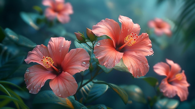 Foto belas flores naturais de hibisco em close view