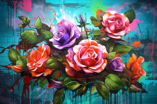 Foto belas flores pintura arte ai generativa