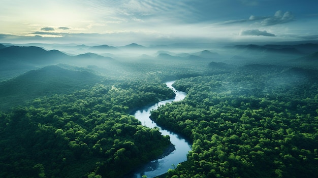 Foto belas florestas tropicais e rios na tailândia