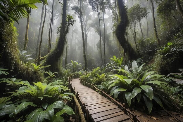 Belas florestas tropicais na trilha natural de ang ka no parque nacional de doi inthanon, na Tailândia