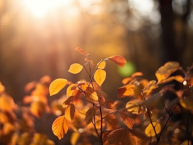 Belas folhas de outono luz natural fundo folhagem colorida em outubro
