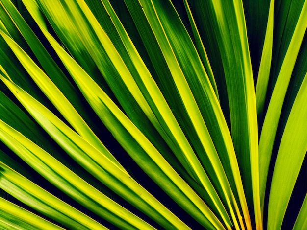 Belas folhas de palmeira verdes com longas listras geradas por ai