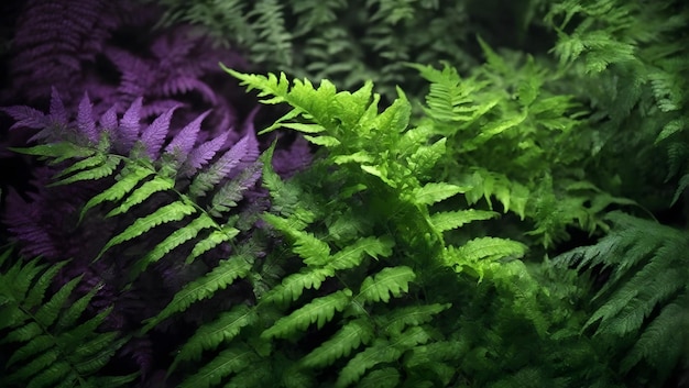 Belas folhas de samambaia folhagem verde fundo floral natural samambaia ultravioleta criativo e temperamental