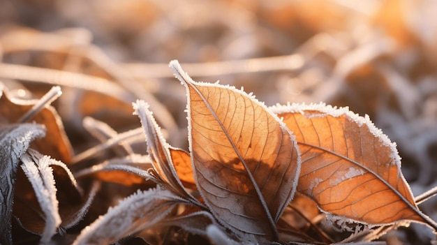 Foto belas folhas laranjas e castanhas com textura