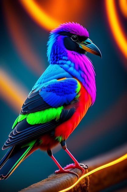 Belas imagens de pássaros de néon e papel de parede gerados por IA
