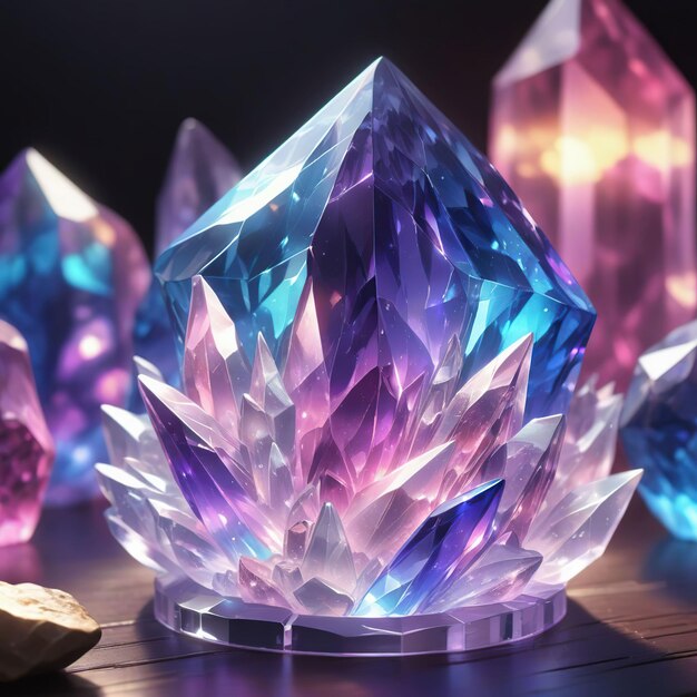 Foto belas jóias de cristal com diamantes em fundo preto