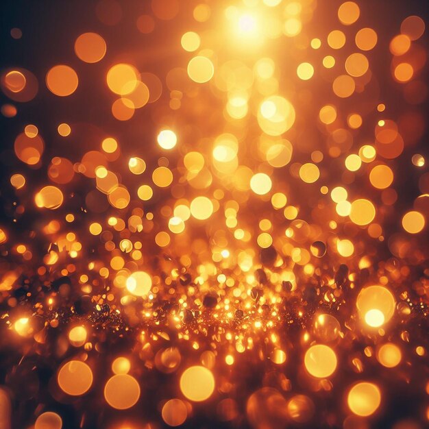 Foto belas luzes douradas em bokeh, estrelas cintilantes, círculos coloridos, papel de parede de fundo à moda.