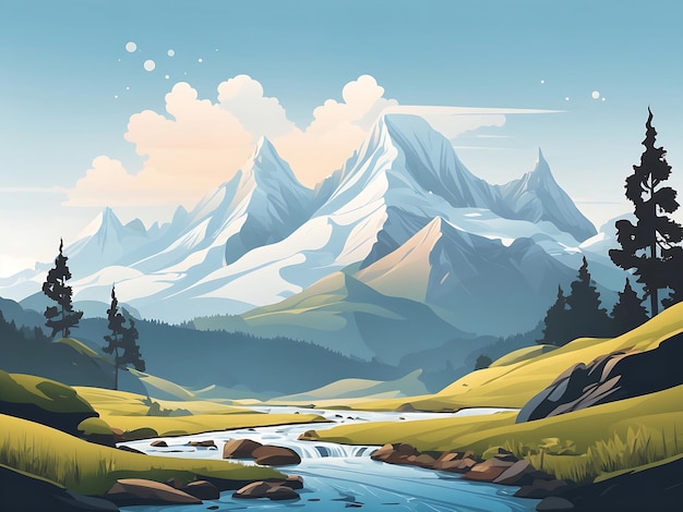 Belas montanhas paisagens fundo walpaper ilustrações