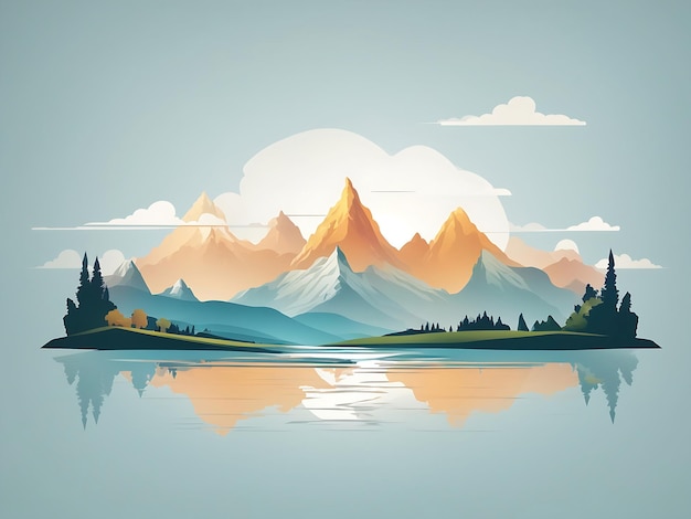 Belas montanhas paisagens fundo walpaper ilustrações