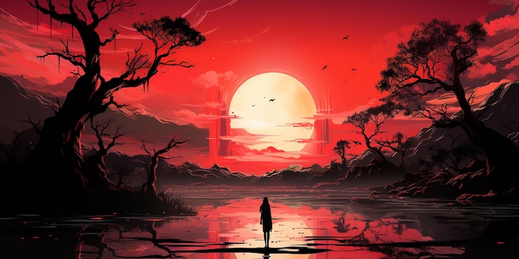 belas mulheres que queimam um pôr do sol com um isqueiro lindo céu vermelho ilustração de luz mais clara mi