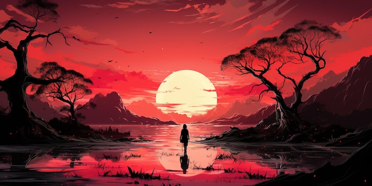 belas mulheres que queimam um pôr do sol com um isqueiro lindo céu vermelho ilustração de luz mais clara mi