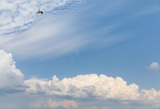 Belas nuvens brancas contra o céu azul