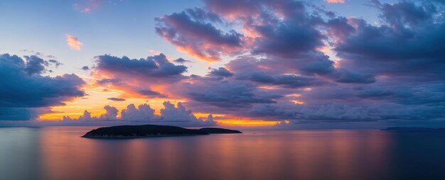 Belas nuvens dramáticas atmosféricas à noite ao pôr do sol Generative AI