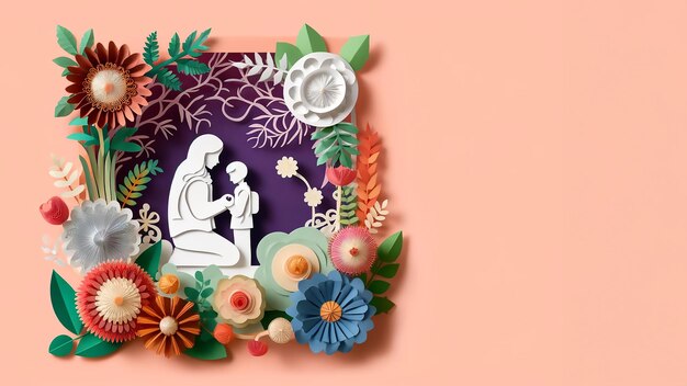 Belas obras de arte em papel feitas à mão para a celebração do Dia da Mãe Desenhos florais delicados em um estilo artesanal