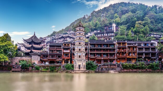 Belas paisagens da antiga cidade de fenghuang