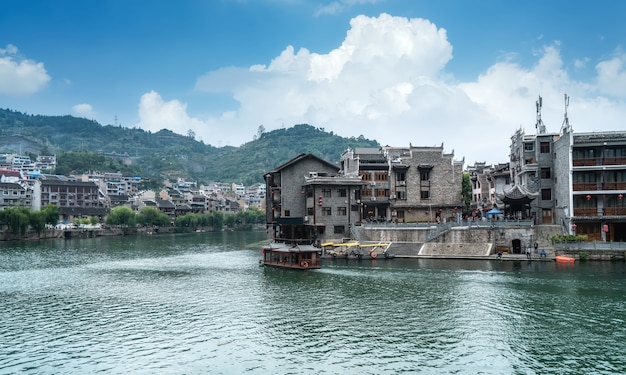 Belas paisagens da cidade antiga de zhenyuan