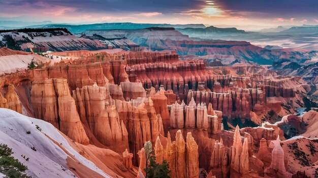 Belas paisagens de mesas paisagem em Bryce Canyon Parque Nacional Utah Estados Unidos