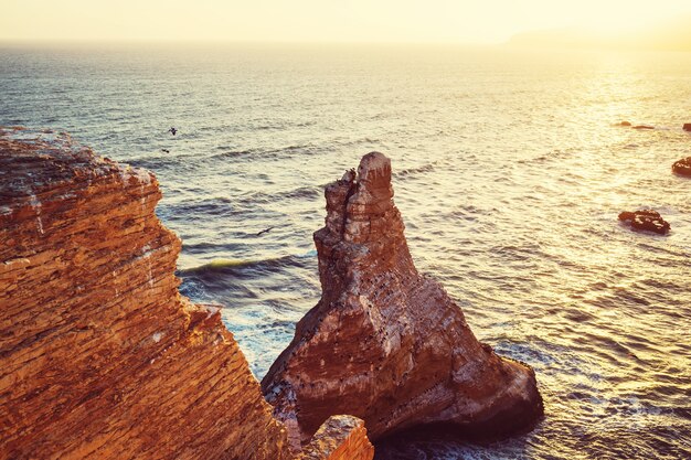 Belas paisagens do litoral na reserva nacional de paracas, região de ica, costa do pacífico do peru.