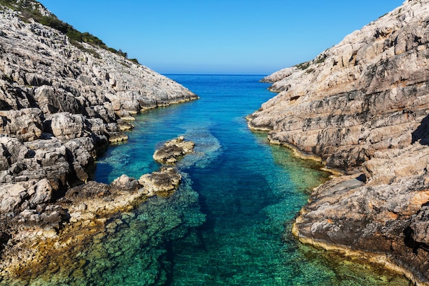 Belas paisagens do mar na Ilha de Zakynthos, na Grécia