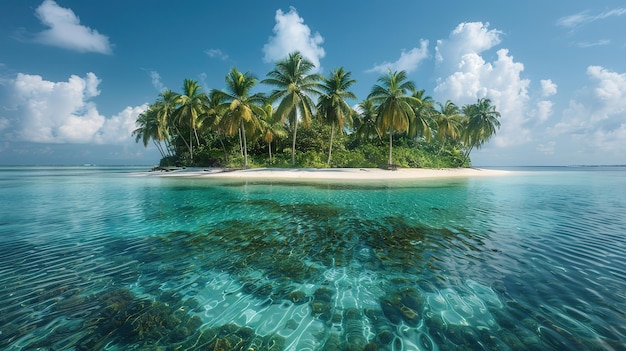 Belas paisagens marinhas de férias naturais tranquilas Vista de verão brilhante da ilha paradisíaca IA generativa