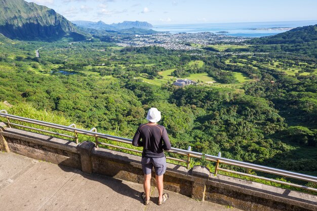 Belas paisagens na ilha de Oahu, Havaí