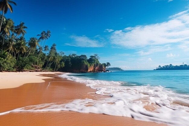 Belas paisagens naturais tropicais ao ar livre de mar, oceano e praia em Pranburi