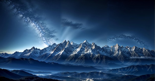 Belas paisagens noturnas de montanhas