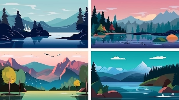 Belas paisagens Oceanos e montanhas Viagem e ilustração adven 5