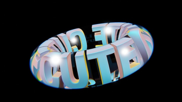 Belas palavras de fundo abstratas e coloridas em um copo sobre um fundo preto renderização 3D i