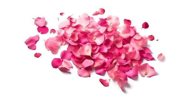 Foto belas pétalas de flores cor-de-rosa com fundo branco