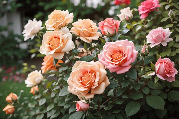 Belas rosas a florescer no jardim