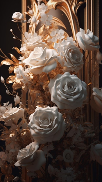 Belas rosas brancas flores jardim florescendo obras de arte papel de parede imagem arte gerada por IA