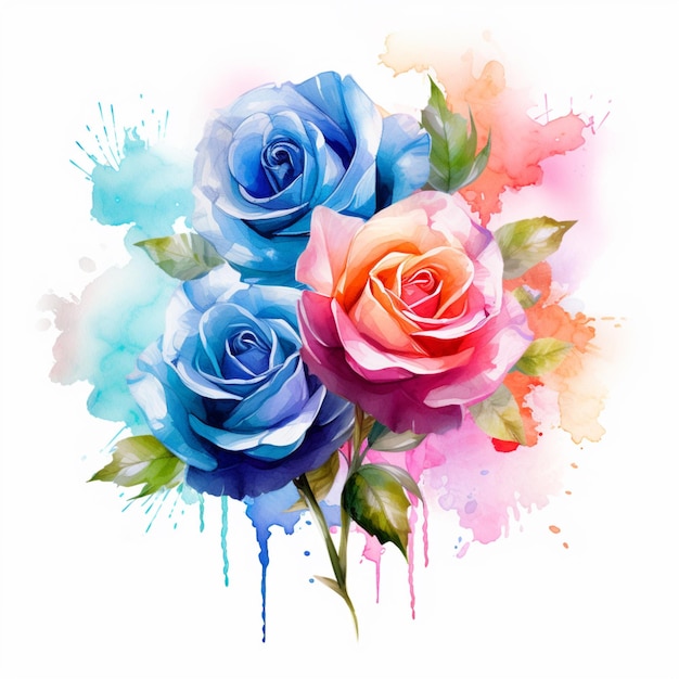 Belas rosas flores estilo aquarela pintura imagem Ai arte gerada