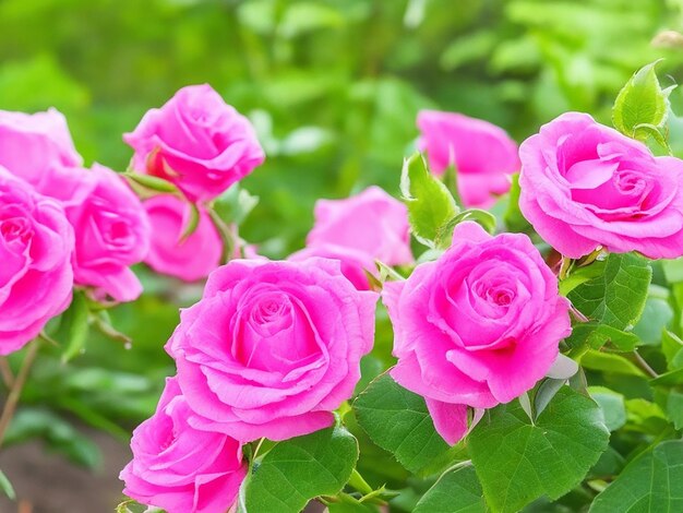 Foto belas rosas rosas florescem no jardim
