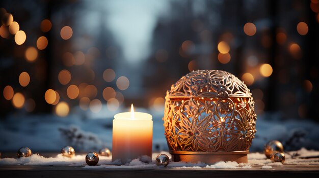 Belas velas e árvores de Natal brinquedos e decorações para o Ano Novo e Natal