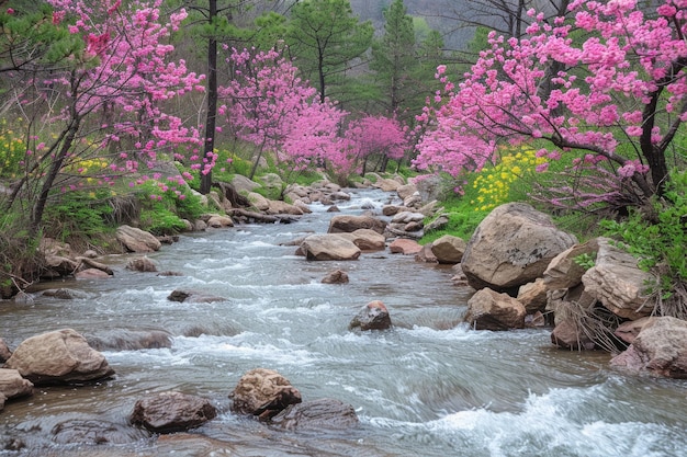 Belas vibrações de primavera com flores de cerejeira fotografia profissional