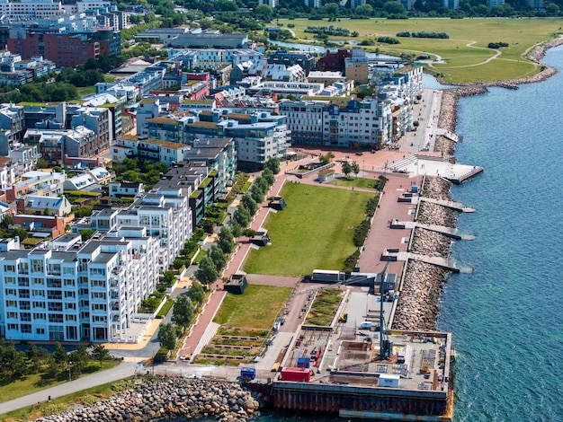 Foto belas vistas aéreas do vastra hamnen, o porto ocidental