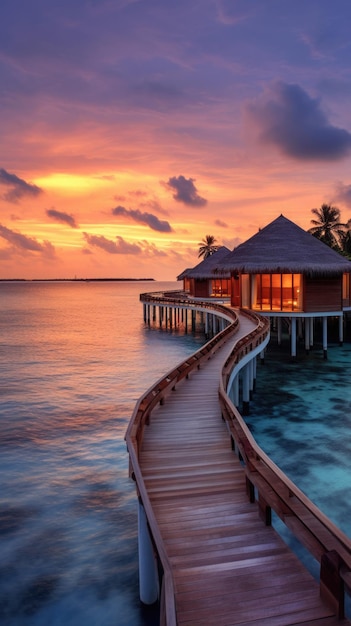 Belas vistas das Maldivas Resort Ilha tropical com águas azuis claras e árvores de coco