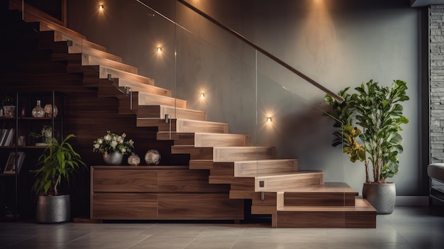 Beleuchtende Eleganz Verbessern Sie die Sicherheit und Schönheit Ihrer zeitgenössischen Holztreppe mit stilvollen Treppenleuchten