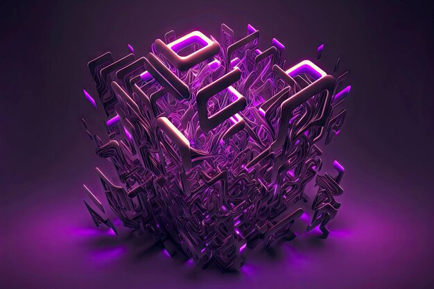 Beleuchtet mit violettem Neonlicht d render abstrakten geometrischen Hintergrund generative ai