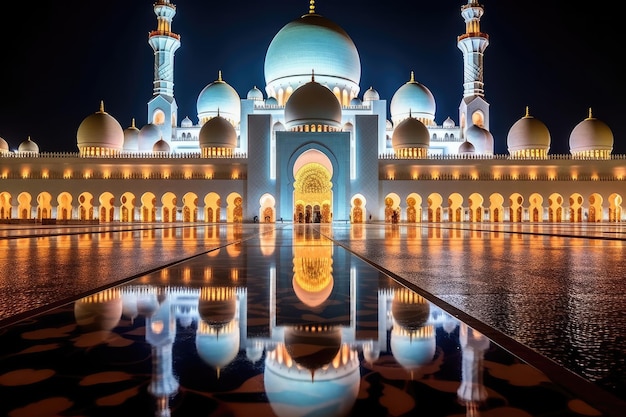 Beleuchtete Große Moschee bei Nacht