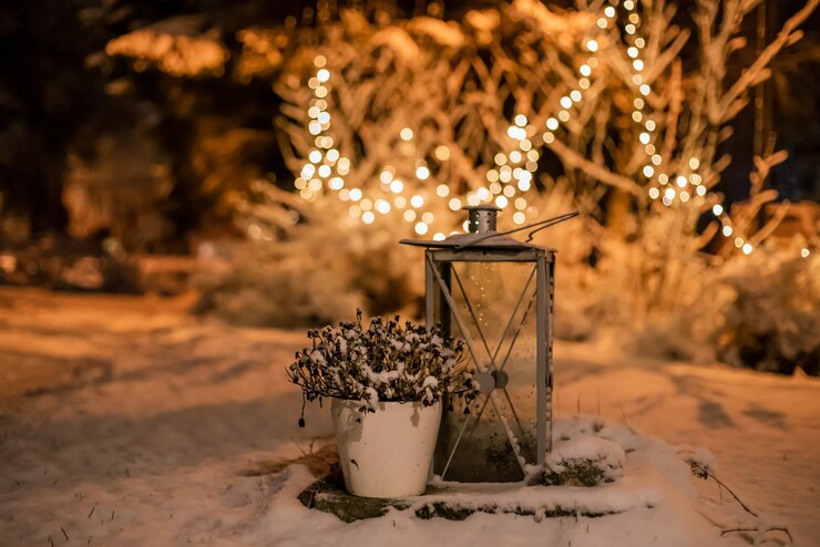 Foto beleuchtete weihnachtsdekoration im winter
